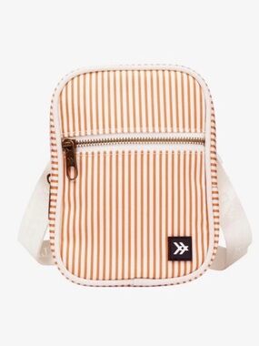 Thread Wallet Orange Stripe Crossbody Bag with Cream Strap